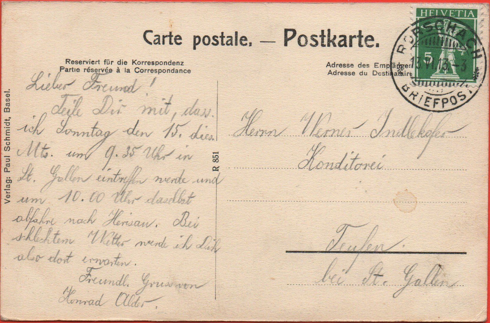 Cartes postales: RORSCHACH Hafen mit Kornhaus - Dampfschiff Säntis – D'occasion à Jona par philajona 1