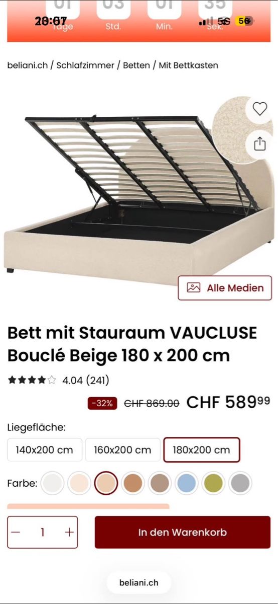 Beliani Letti: Bett mit Stauraum 180x200 – Nuovo (secondo la descrizione) da Luzern venduto da Rxzime 3