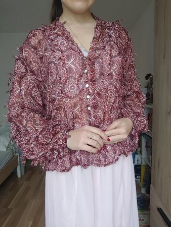 Zara Women's Sheer Paisley Blouse - Size M - Light & Airy