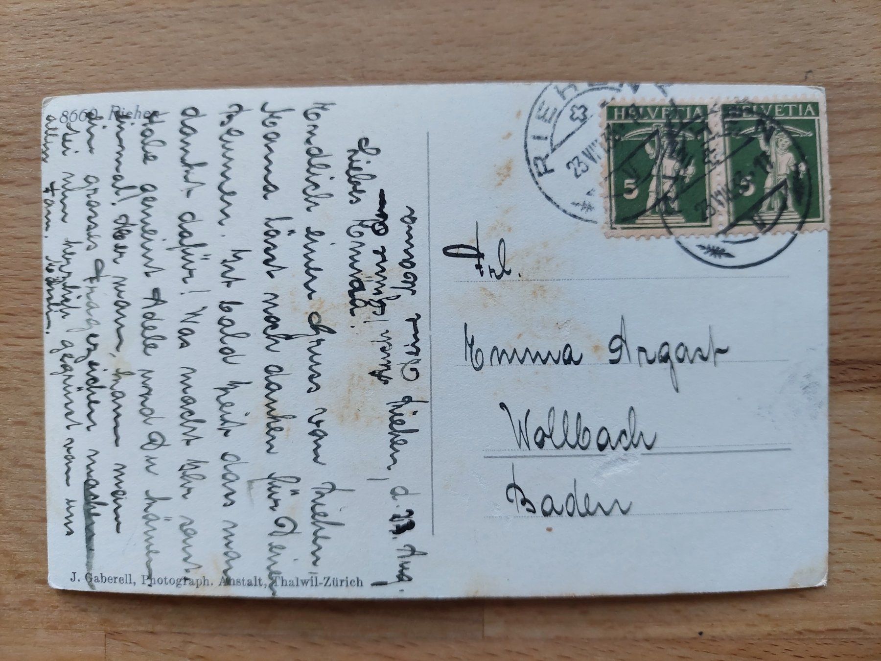 Cartoline postali: AK Echtfoto Riehen – Usato da Obfelden venduto da Foto_Bild_Kunst_Buch 1