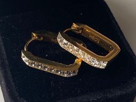 18KGP Square Kreolen Zirkonia Gold