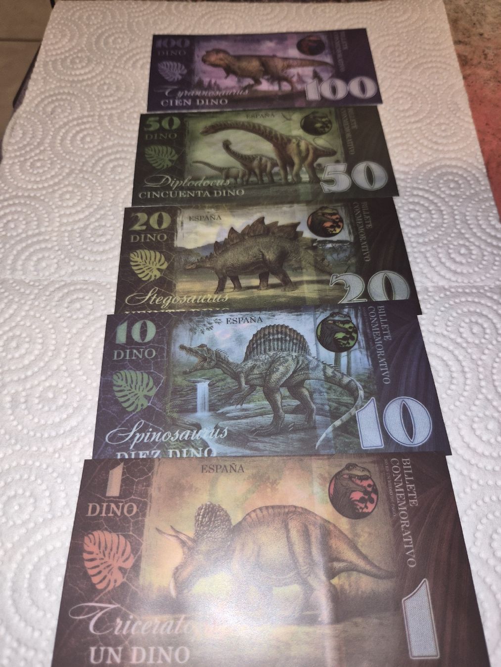 Banknoten: lot de 5 billets commémorarif dinosaure – Neu (gemäss Beschreibung) aus Senèdes von hen_fw8b