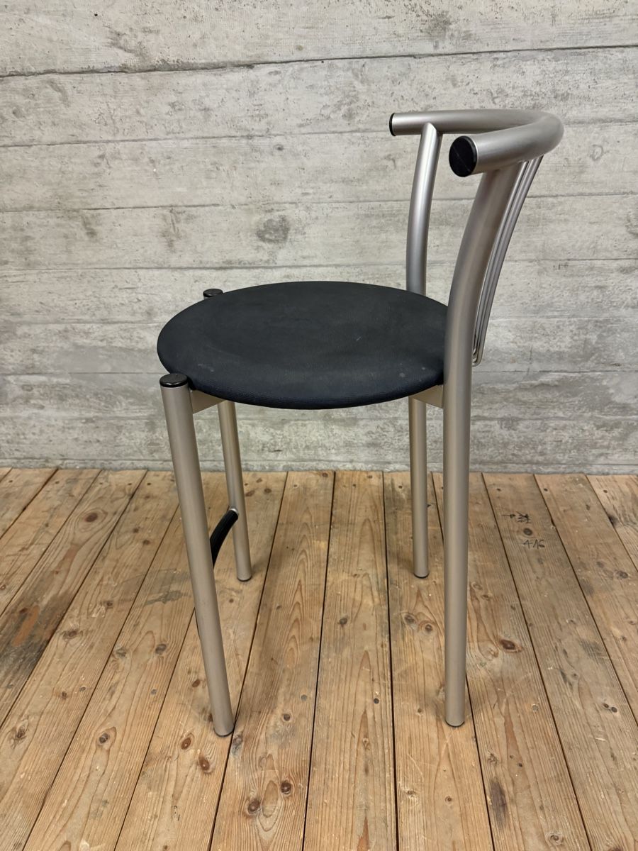 Hocker: Moderner Barhocker mit Lehne, Alu gebürstet – Gebraucht aus Münchenstein von Eclipse6 2