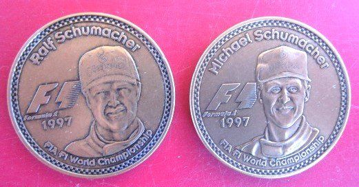 Medaglie: Ralf & Michael Schumacher - Autorennfahrer – Nuovo e nell'imballaggio originale da Luzern venduto da Horoskop1