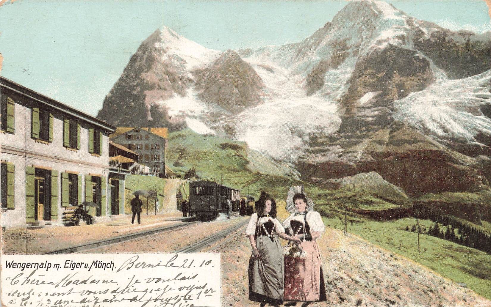 Cartoline postali: Wengernalp Eiger Mönch Bahnhof Zug – Usato da Biasca venduto da Blenio71