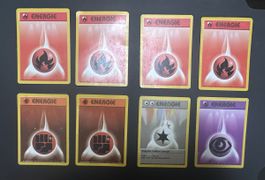 Pokémon Base Set – 8x Energiekarten – Original – Vintage