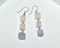 Silber Ohrhänger mit Quarz - Pastellfarben