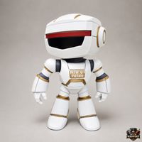 Roboterfigur - Handbemalte 3D-gedruckte: 17,5 cm - Weiss