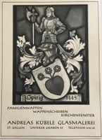 Vintage Reklame, Andreas Kübele Glasmalerei, St. Gallen,1953