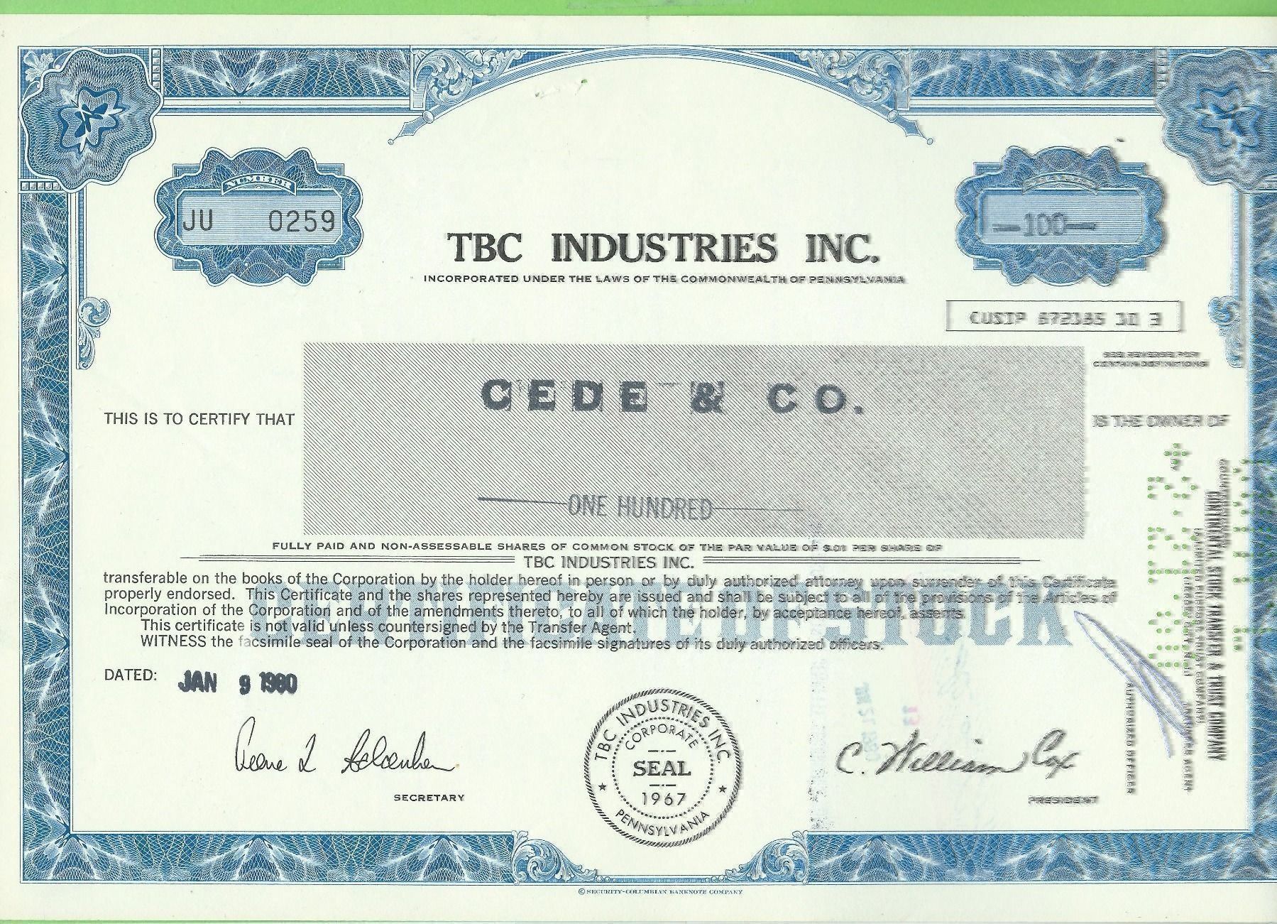 Tutti le monete: TBC Industries Inc. 1980 – Usato da Zürich venduto da t24_de