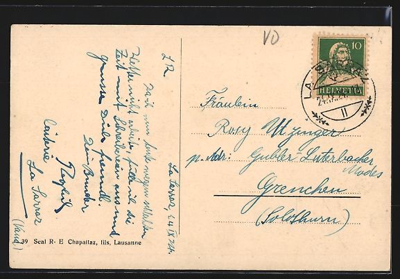Ansichtskarten: AK La Sarraz, Vue Générale, 1924 – Gebraucht aus Berlin von bartko-reher 1