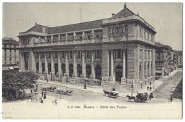 J. J. 1435   Genève -- Hôtel  des  Postes (belebt)