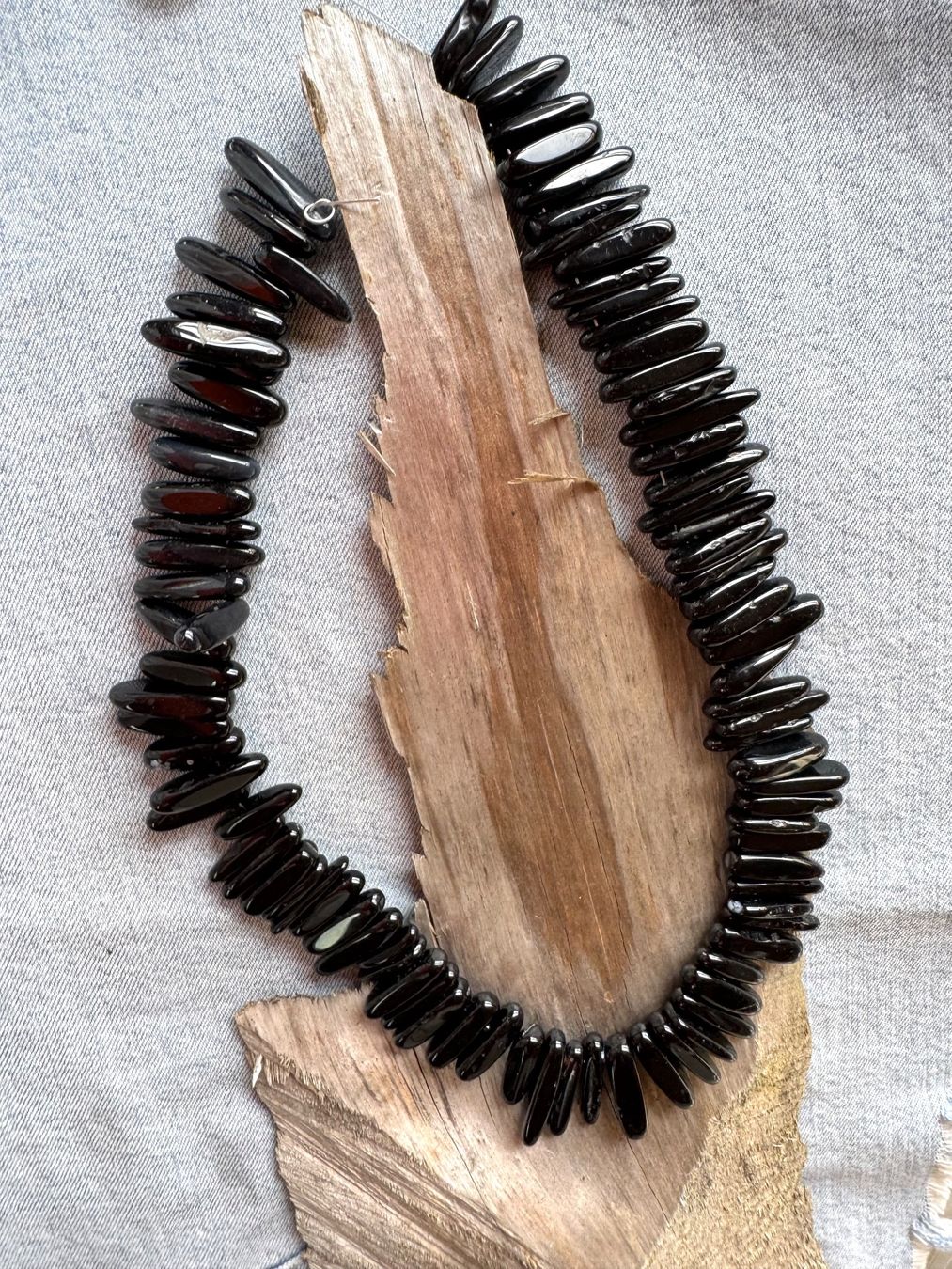 Catenine: schwarzer Obsidian   vulkan.   Strang   wild - schön - top – Nuovo e nell'imballaggio originale da Leuggern venduto da gemshow 5
