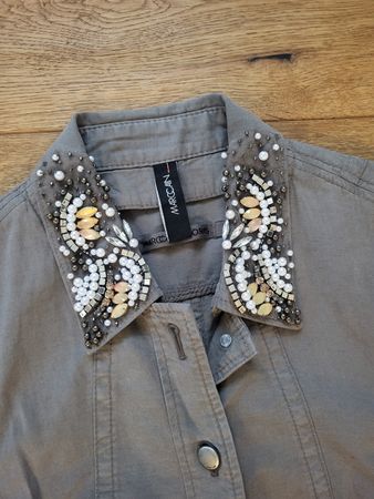 Marc Cain Bluse/Blazer grau mit Perlenbesatz Grösse N3