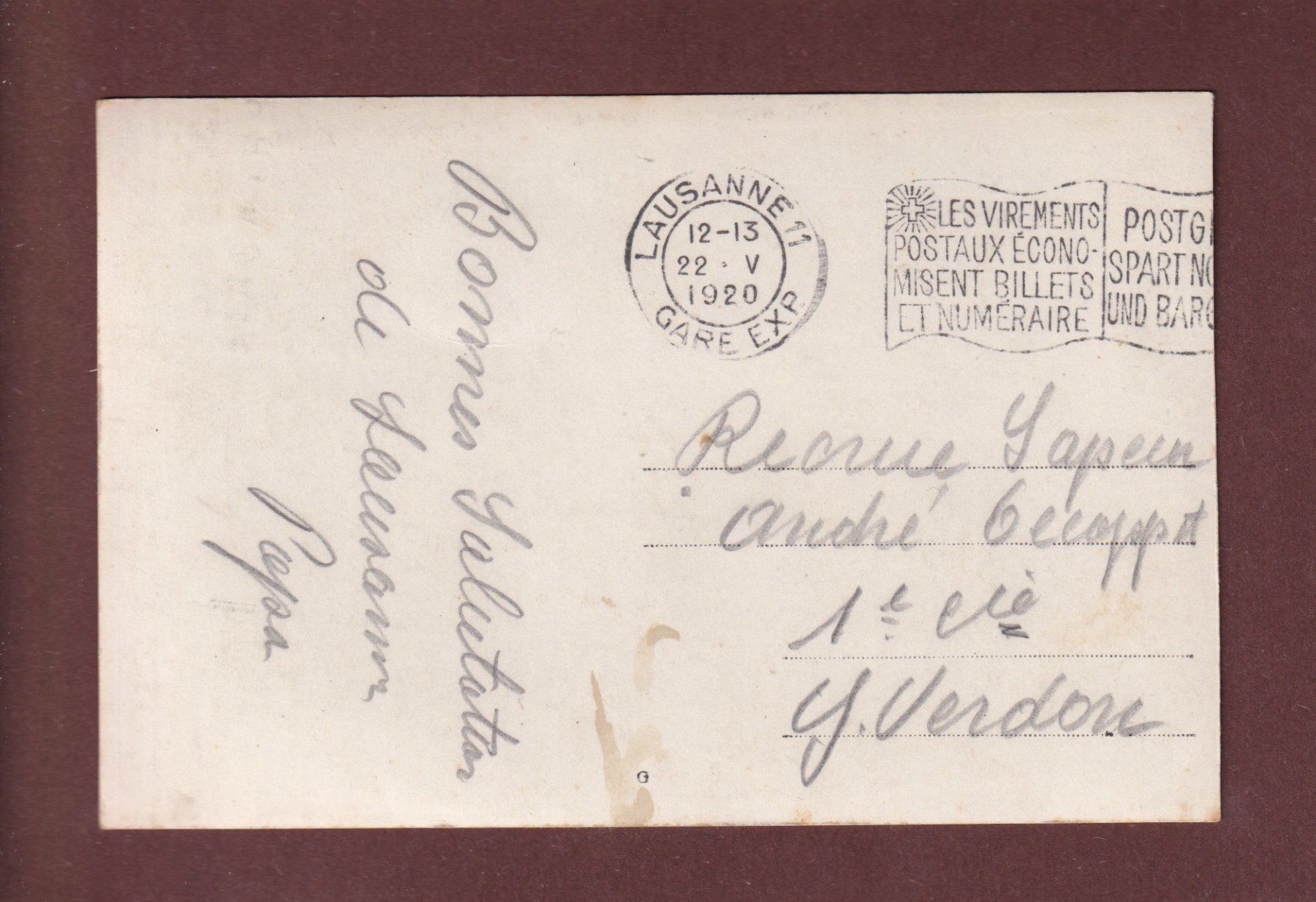 Cartoline postali: Photo - HOMMES - 1920 – Usato da Pully venduto da nicecards-shop 1