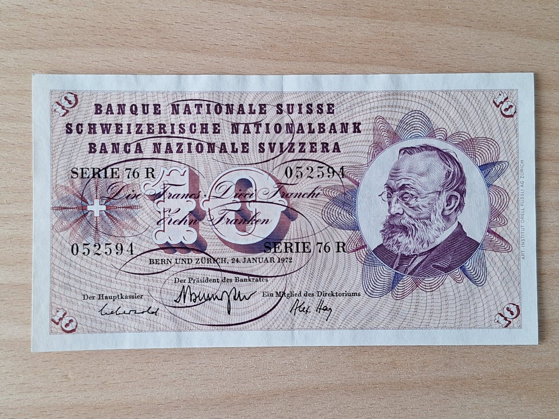 Banconote: Schweizer Banknote, 10 Franken, JG 1972 – Usato da Lohn-Ammannsegg venduto da Beo71