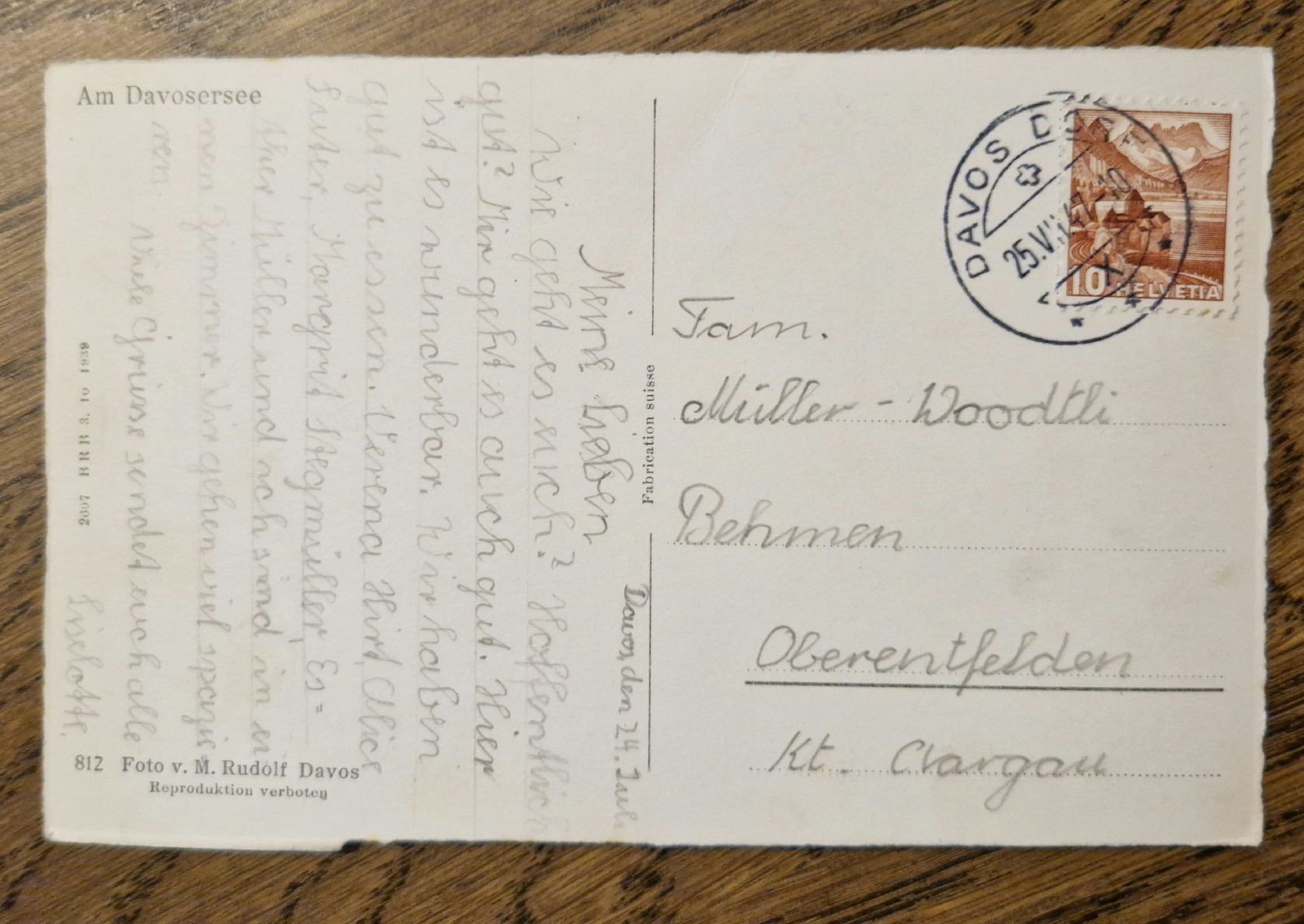 Ansichtskarten: Am Davosersee 1947 – Gebraucht aus Ebikon von Donar50 1