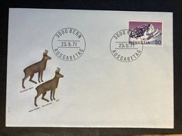 Schweiz 1971 illustriert. Ersttagsbrief Alpen Les Diablerets