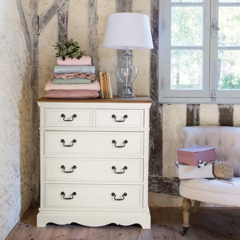 Maisons du monde Cassettiere: Léontine - Commode haute 5 tiroirs crème L86 – Usato da Etoy venduto da mau_677p 4