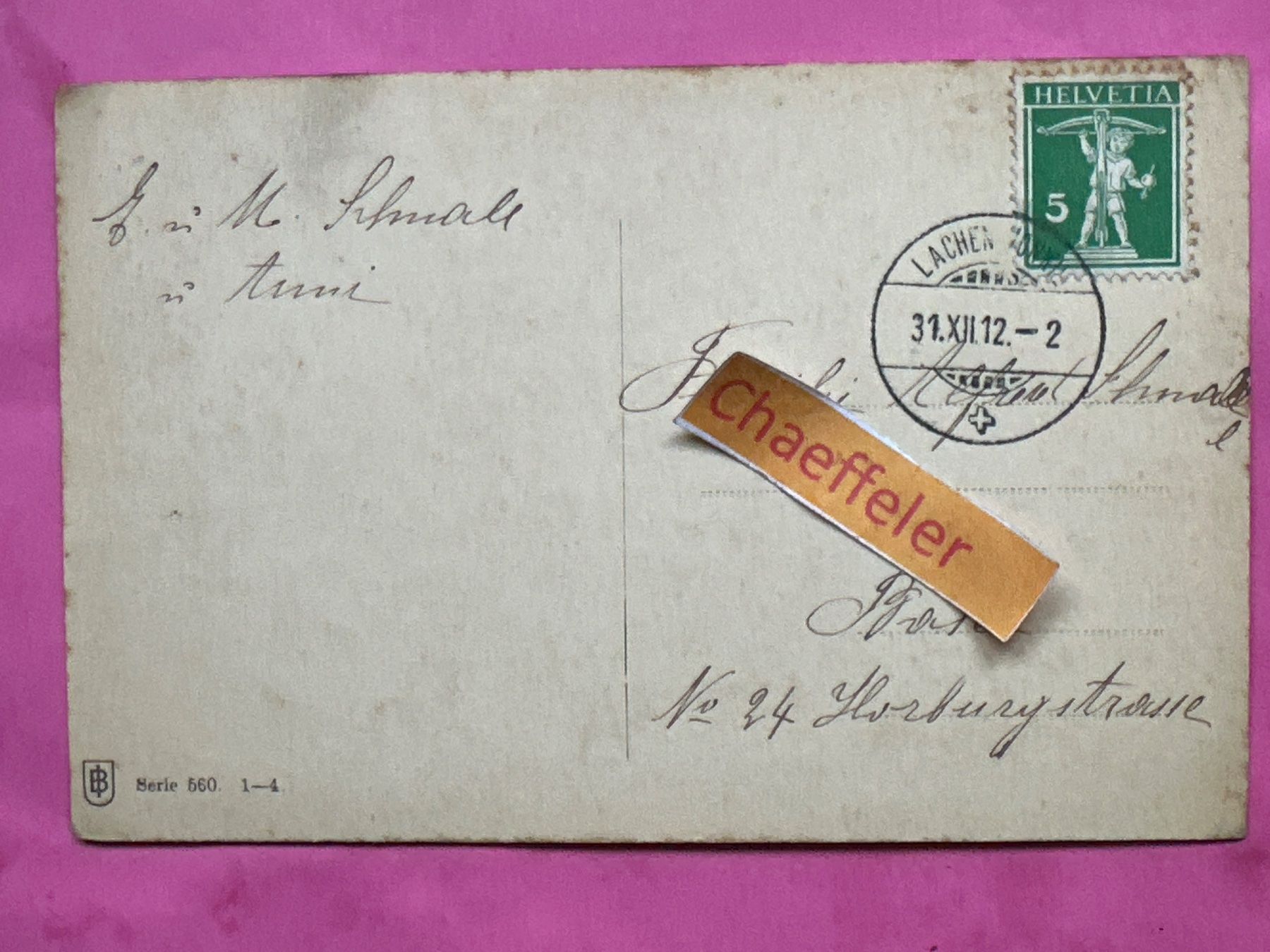 Ansichtskarten: 1912 Glückliches Neujahr – Gebraucht aus Zürich von Chaeffeler 1