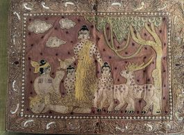 Jolie Tenture Haut de Porte Brodé Bouddha Asie du Sud-Est