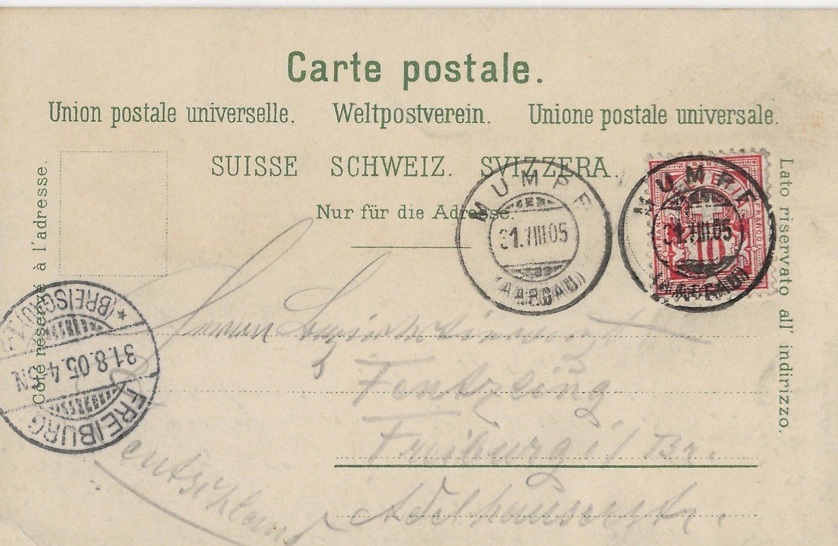 Ansichtskarten: Gruss aus Mumpf, 1905 – Gebraucht aus Frauenfeld von Merk52 1