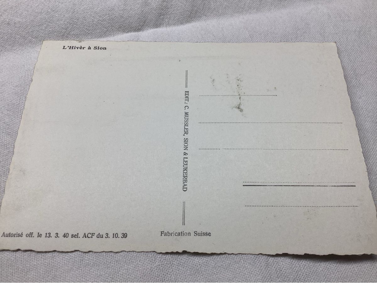 Cartoline postali: Sion en hiver 1939 – Usato da Luc (Ayent) venduto da Rebouille 1