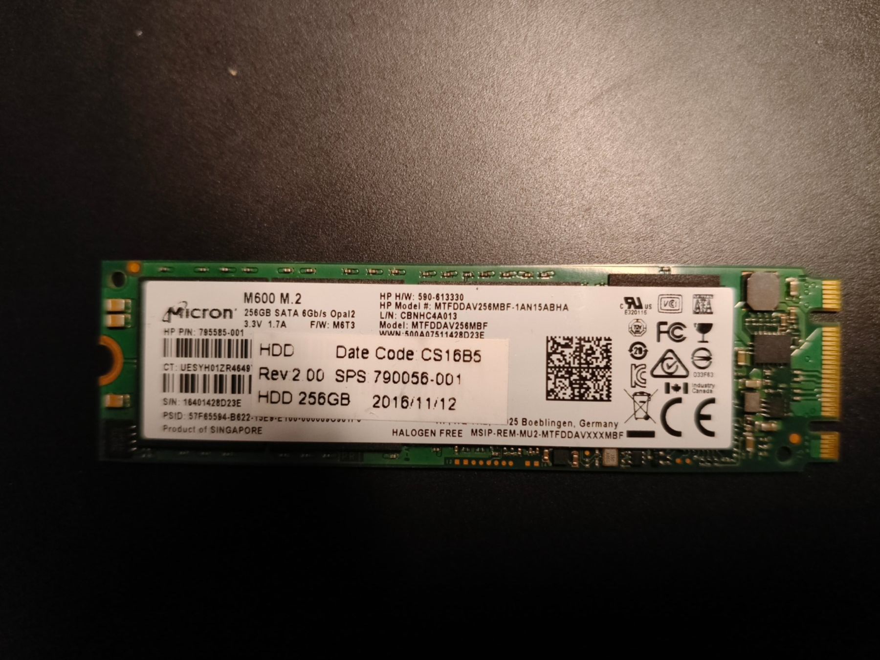 Dischi rigidi: Micron SSD 256GB M.2 SATA NGFF – Usato da Rebstein venduto da sho_7yky