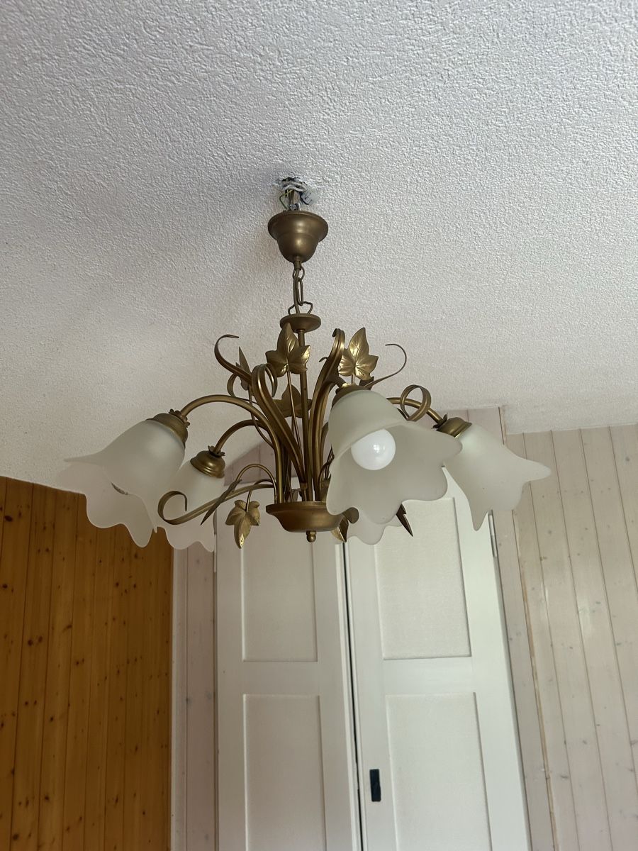 Lampadari & plafoniere: 5-Arm-Deckenleuchte Messing-Optik Blätter-Design – Usato da Laupen ZH venduto da atmagym