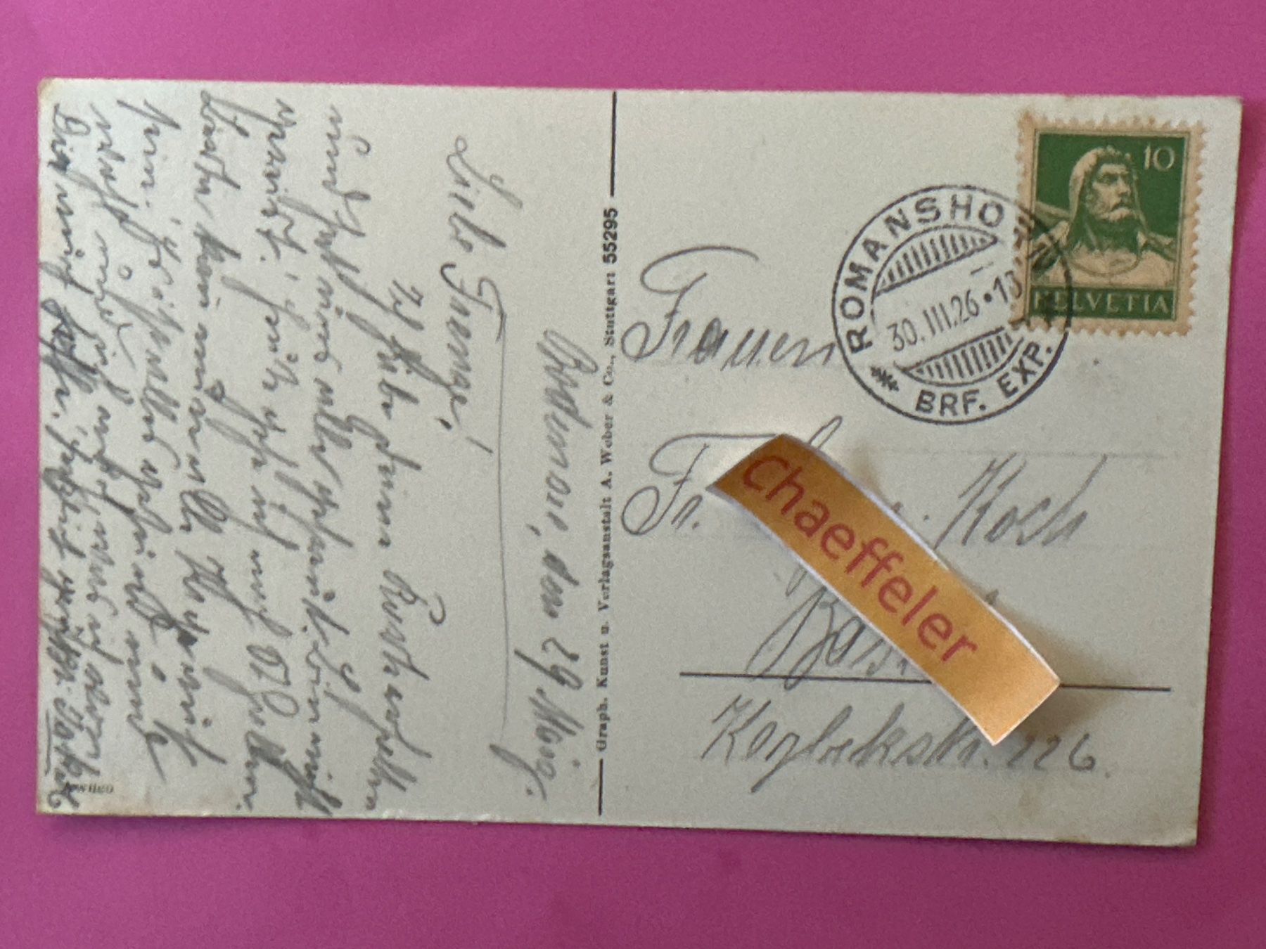 Cartoline postali: 1926 Lindau i. B – Usato da Zürich venduto da Chaeffeler 1