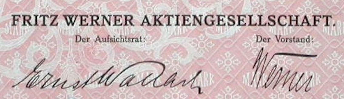 Documenti: Fritz Werner AG Berlin - 1916 – Usato da Solothurn venduto da Sgasche 1