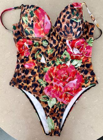 Badeanzug Swimsuit Gr. 40/42 - C Cup, Bügel + Schale bunt