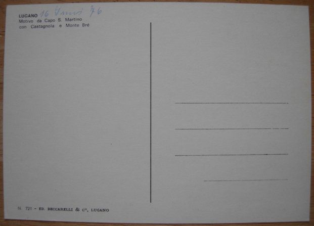 Cartoline postali: Ansichtskarte ungelaufen - Lugano mit Monte Bré – Usato da Dübendorf venduto da rumpumpel 2