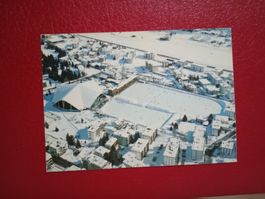 Davos Flugaufnahme Eisfeld Eishalle Winter 1990
