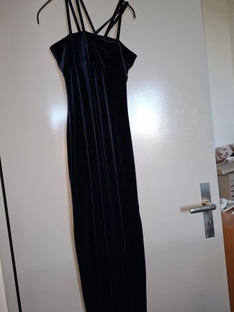Dunkelblaues langes Kleid Samt, Gr S