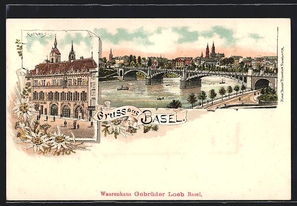 Cartes postales: Litho Basel, Rathaus, Stadtpanorama, Dam – D'occasion à Berlin par bartko-reher