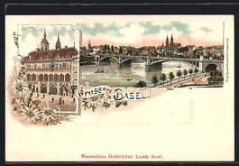 Litho Basel, Rathaus, Stadtpanorama, Dam