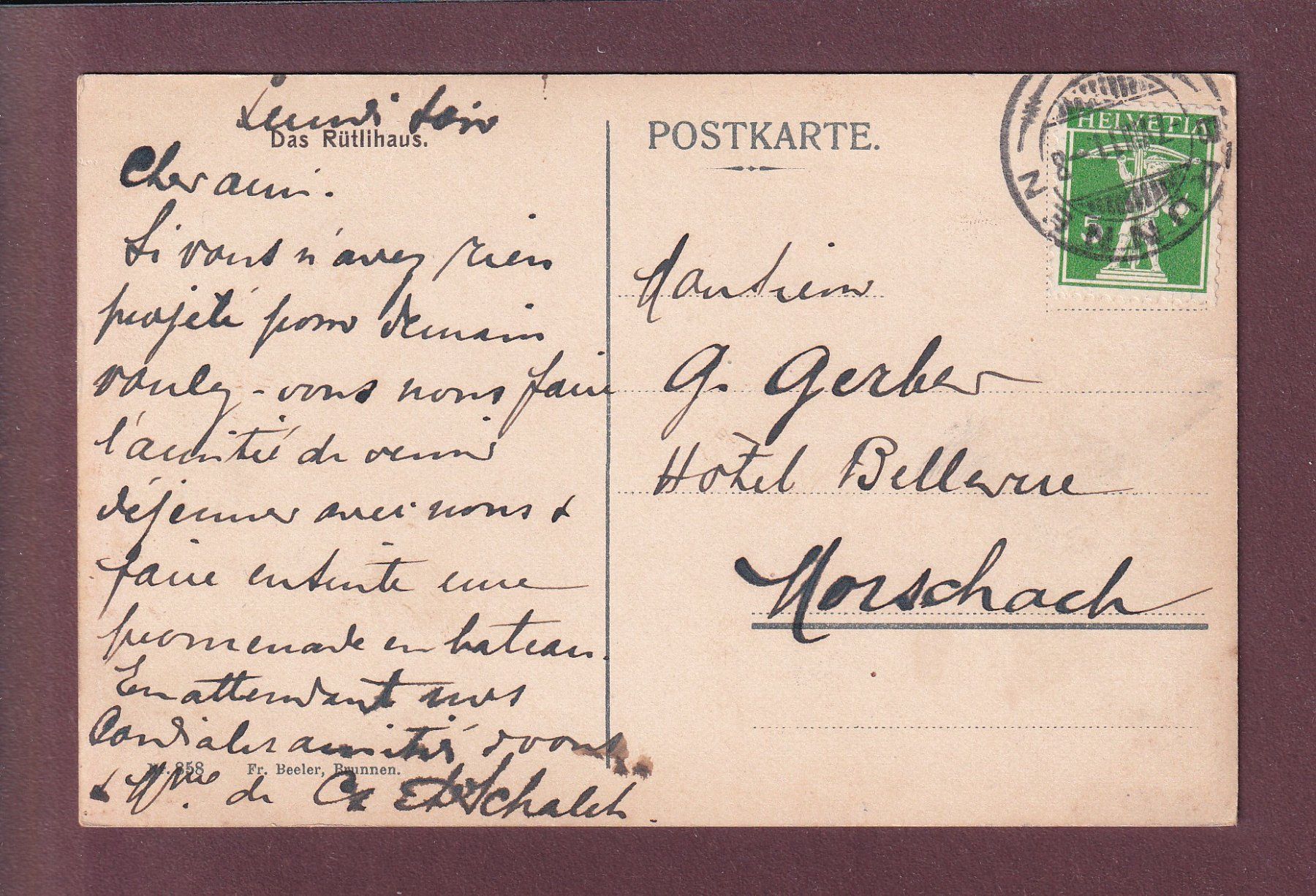 Cartoline postali: RÜTLI - 1911 – Usato da Pully venduto da nicecards 1