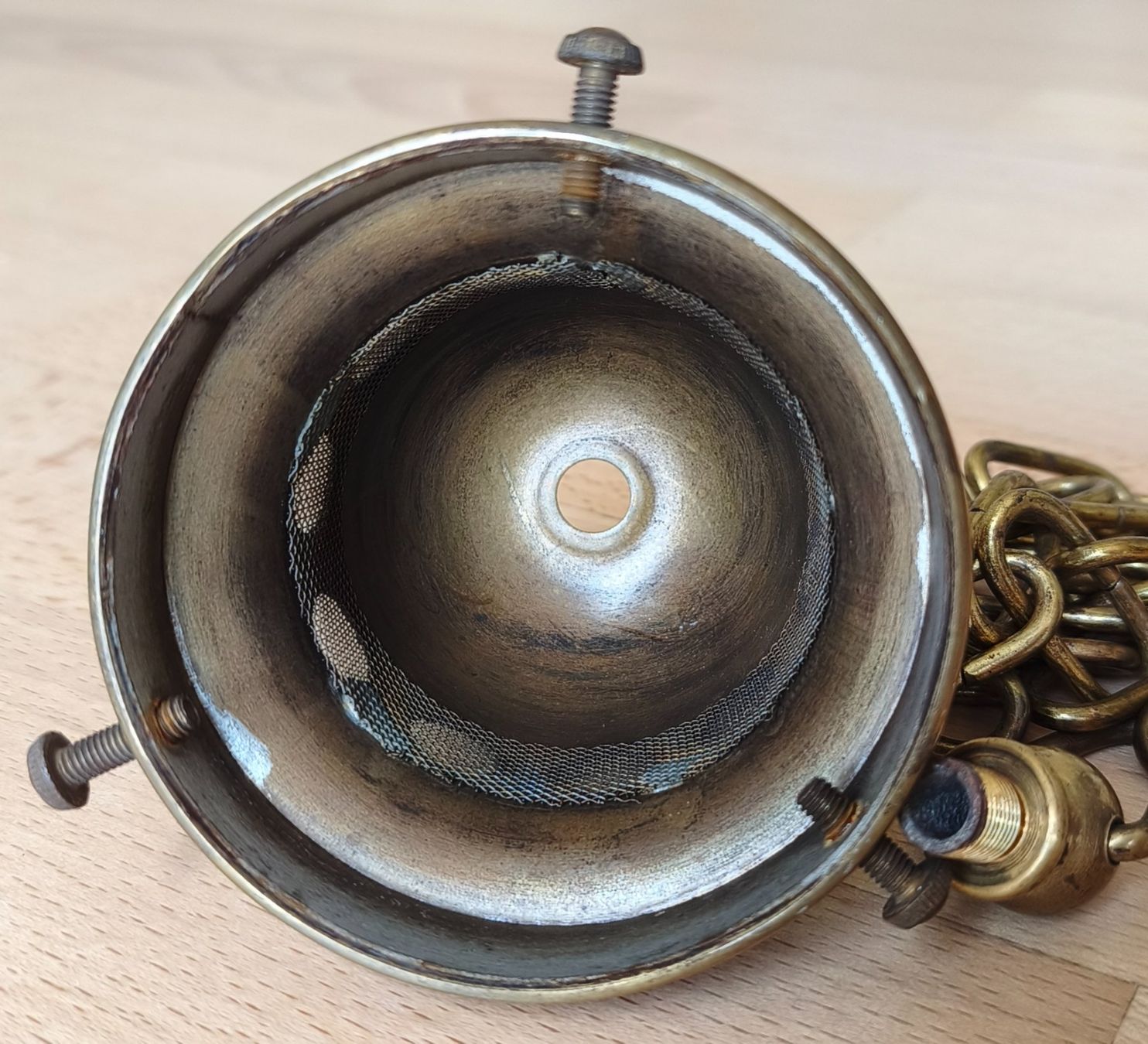 Lampadari & plafoniere: Antike Lampenaufhängung Mönchkappe aus Messing, Mutter fehlt – Usato da Zürich venduto da Tanteemma369 4