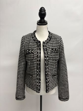 S. Oliver Tweed Jacke schwarz weiss Boucle Blazer 36
