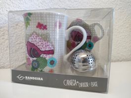 Wunderschönes Tassen-Set «rosa Vögel»