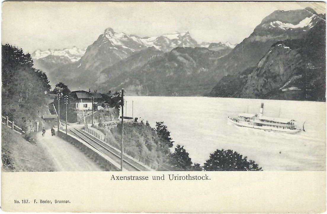 Cartoline postali: Axenstrasse, Bahnübergang beim Ort – Usato da Bürglen UR venduto da Tellbike