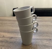 Camping-Kaffee-Becher stapelbar weiss melliert