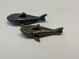 2x Lego Hai / Shark / Requin, hellgrau, Rarität.