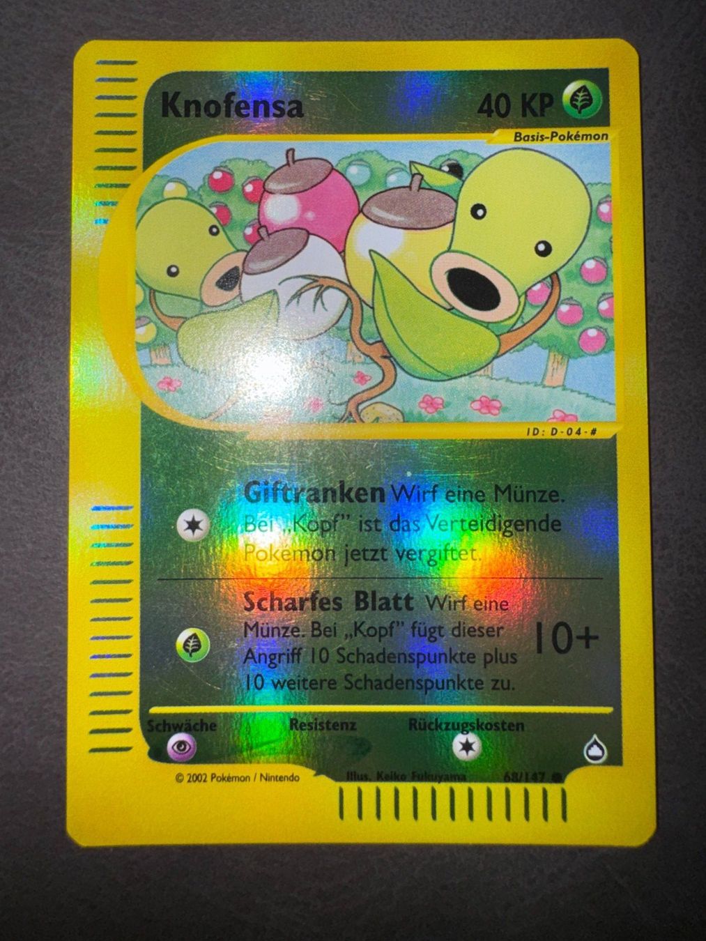 Pokémon Carte collezionabili: Pokemon Knofensa Reverse Holo 68/147 - Aquapolis - DE – Usato da Erstfeld venduto da PokeSandero
