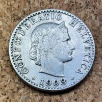 Z3 Abart 20 Rappen Schweiz 1903 Stempelriss