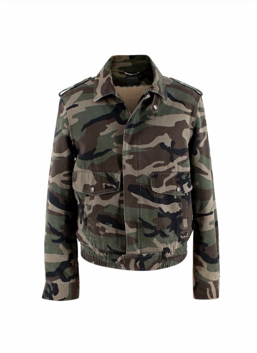 Saint Laurent Giacche: Saint Laurent Green Camouflage Aviator Jacket – Usato da Langenthal venduto da lau_vv9q 1