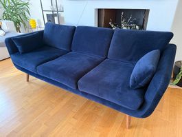 Elegantes Samtsofa von Sofacompany Dunkelblau