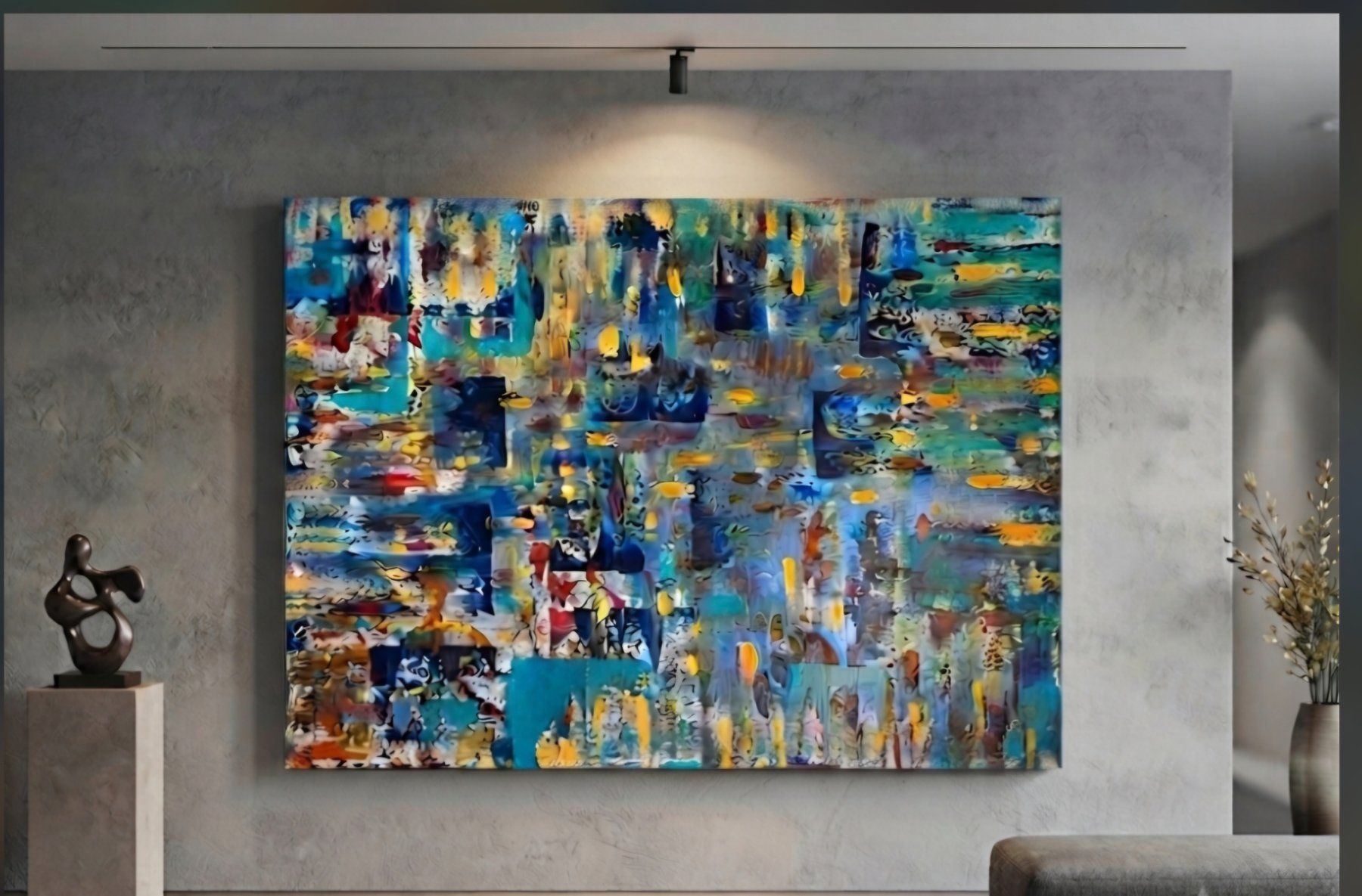 Dipinti: Gemälde " Farbwellen" handmade 100×130 – Nuovo (secondo la descrizione) da Riehen venduto da Steinbock1970