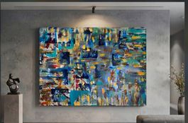 Gemälde " Farbwellen" handmade 100×130